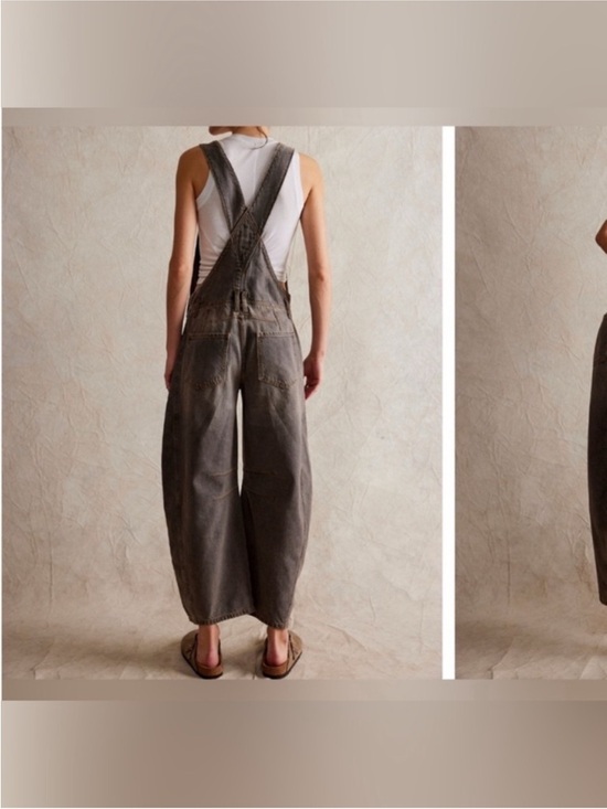 NWOT Free People We The Free Good Luck Barrel Overalls - archive grey - XS - Picture 5 of 11